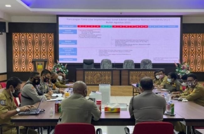Pejabat Pemerintah Provinsi Papua rapat membahas penegakan protokol kesehatan untuk menekan penularan COVID 19