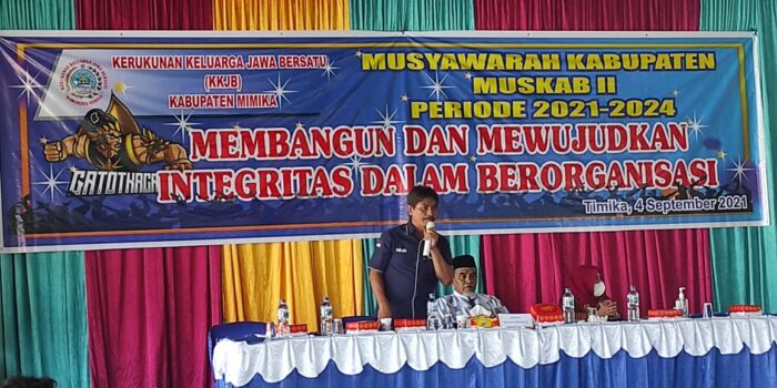 H. Syaikuri saat menyampaikan visi misi serta kesediaannya memimpin KKJB dihadapan peserta Muskab KKJB II Tahun 2021.