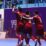 Selebrasi kemenangan Tim Kepulauan Riau setelah unggul 6-4 melawan Sumatera Utara di Vanue Futsal PON XX Klaster Mimika, Jalan Poros SP5, Selasa (28/9/2021) Foto: Humas PPM/ Sahirol