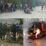 Massa memalang jalan dan membakar truk. Tampak TNI dan Polisi sedang bernegosiasi dengan keluarga korban.