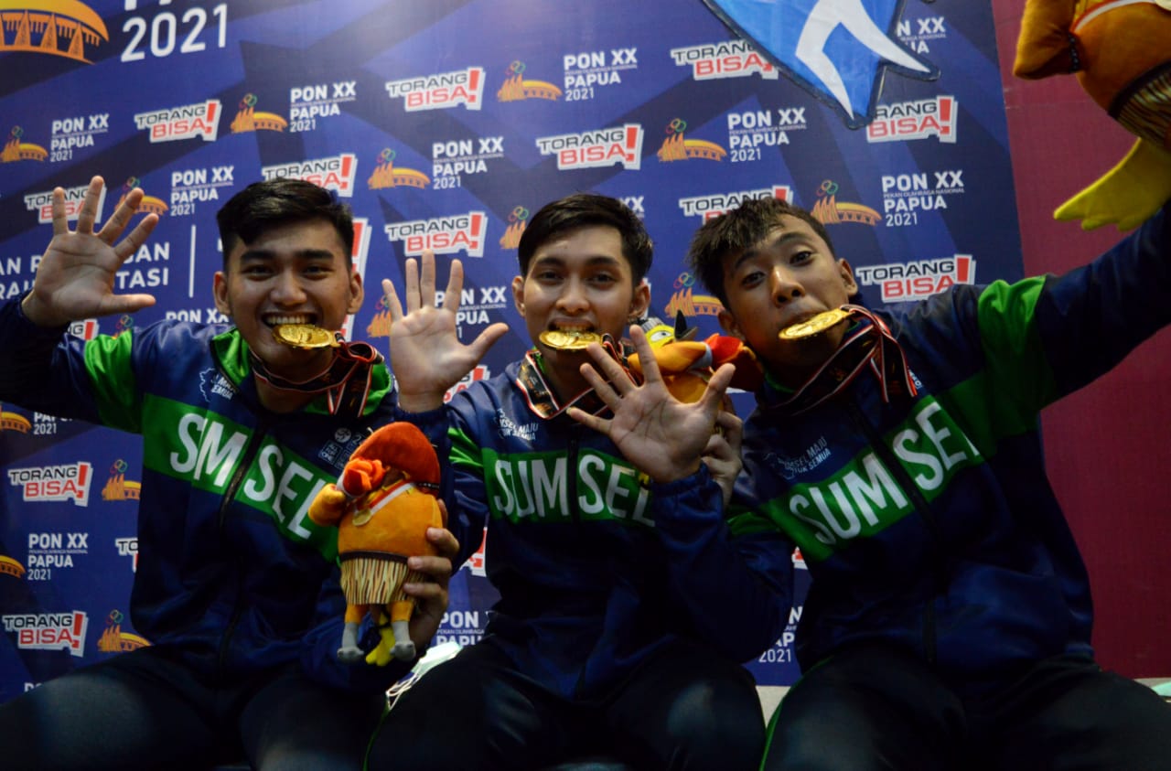 Tiga atlet Sumsel Peraih Medali Emas di PON XX Papua (foto: Humas PB PON Papua/Fahrul)