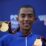 Agus Prayoga meraih emas untuk Jabar di lari 5000 meter Cabor atletik di Mimika Sport Complex, Selasa (5/10/2021). Foto: Humas PPM/Joseph Situmorang