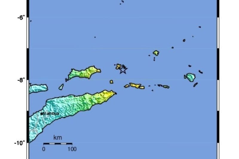 Peta kejadian gempa magnitudo 7,3 di Laut Banda pada Kamis dinihari (30/12/2021)