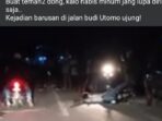 Mabuk Usai Pesta Tahun Baru, Pengendara Sepeda Motor Satria  Tabrak Mobil Parkir di Budi Utomo Ujung