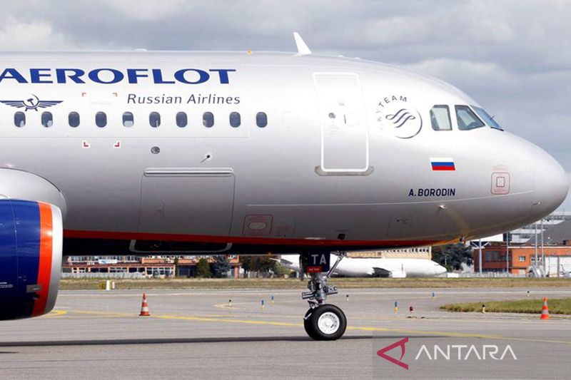 maskapai penerbangan utama Rusia Aeroflot terlihat pada Airbus A320-200