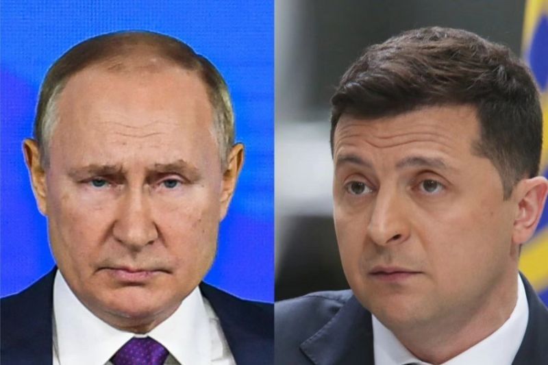 Foto dokumen menunjukkan Presiden Rusia Vladimir Putin (kiri) dan Presiden Ukraina Volodymyr Zelenskyy (kanan).