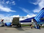 Pesawat Boeing 737-500 milik Trigana yang mulai Senin (18/4/2022) kembali melayani rute Sentani-Wamena di Papua.