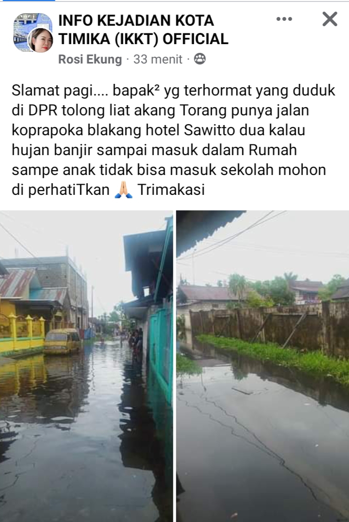 Postingan warganet soal banjir Koperapoka.
