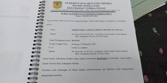 Terungkap, ASPADA Mimika Belum Terdaftar, Yan Purba:  Baru Melapor 2 Hari Lalu, Berkas Belum Lengkap