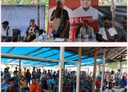 Disambut Prosesi Adat Suku Kamoro, Posko Pemenangan Mimika Timur for JOEL Diresmikan, 100 Persen untuk Johannes Rettob – Emanuel Kemong