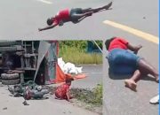 Tiga Wanita Terkapar Saat Hindari Truk Roda Enam di Pomako, Para Korban Boncengan Satu Sepeda Motor