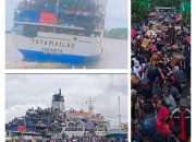 Viral di Media Sosial, Dipenuhi Penumpang KM Tatamailau Terlihat Miring Saat Berangkat dari Pelabuhan Pomako Timika